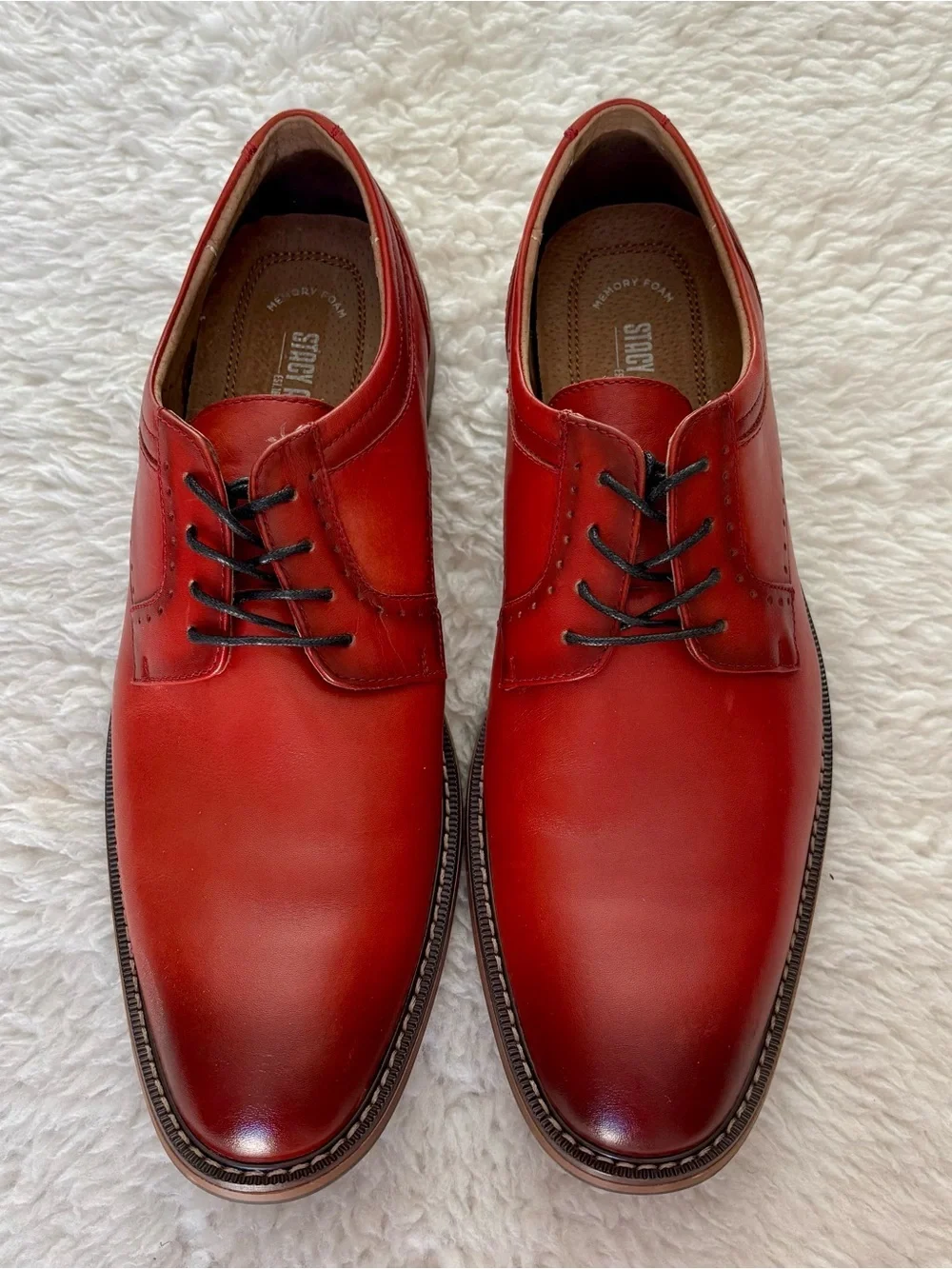 Stacy Adam’s Men's Red/Brown Gradient Leather Memory foam Derby Shoes size 12 M
